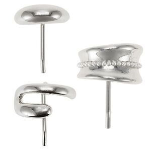 3 Pcs Ponytail Buckle Strong Hold Decoration Hair Jaw Clips Silver Tone